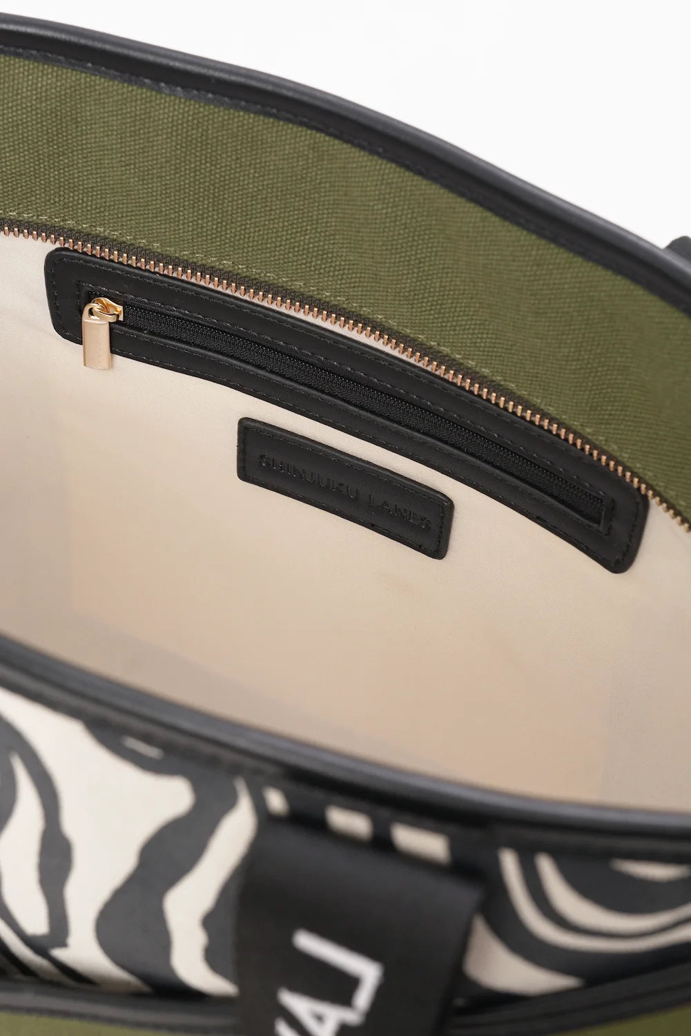 Origami Pocket Tote - Khaki Green Terrain Print
