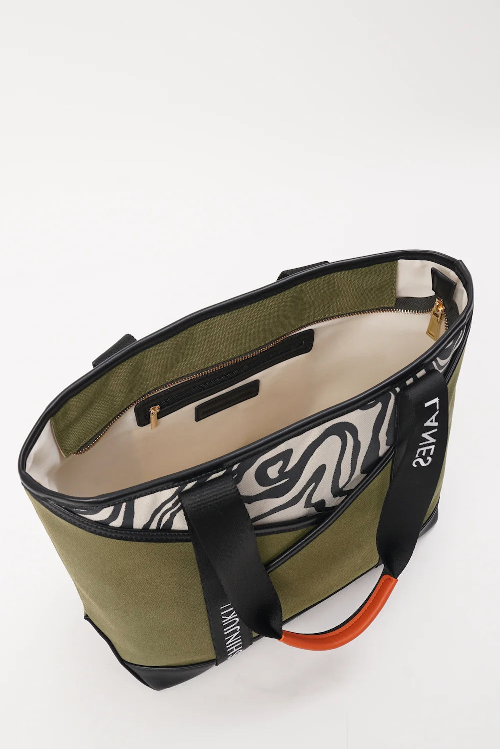 Origami Pocket Tote - Khaki Green Terrain Print
