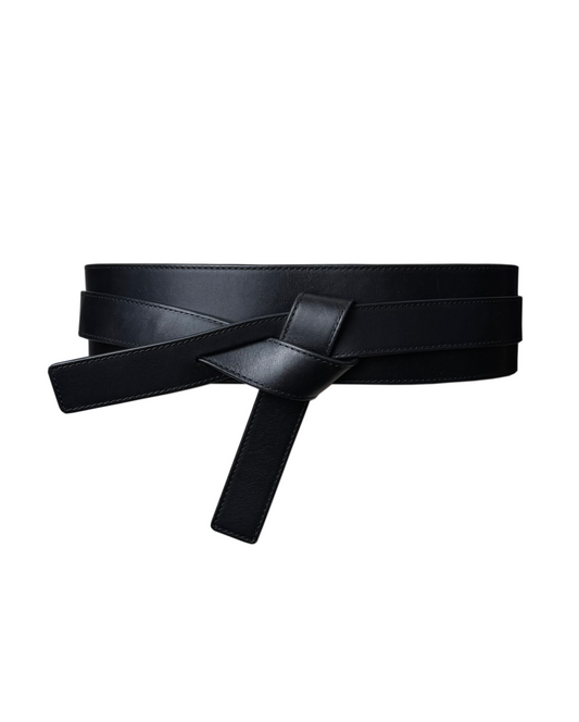 Leather Obi Belt - Black