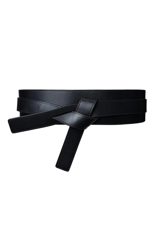 Leather Obi Belt - Black