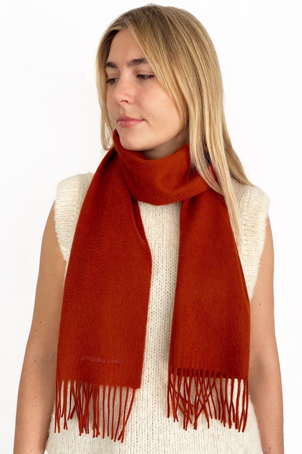 100% Organic Cashmere Scarf - Cinnabar Red