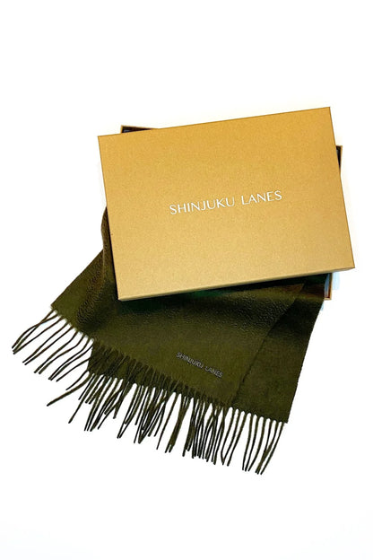 100% Organic Cashmere Scarf - Military Olive