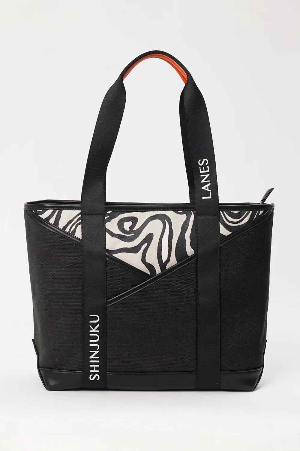 Origami Pocket Tote - Black Terrain Print