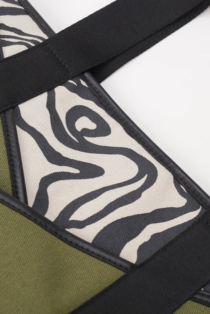 Origami Pocket Tote - Khaki Green Terrain Print