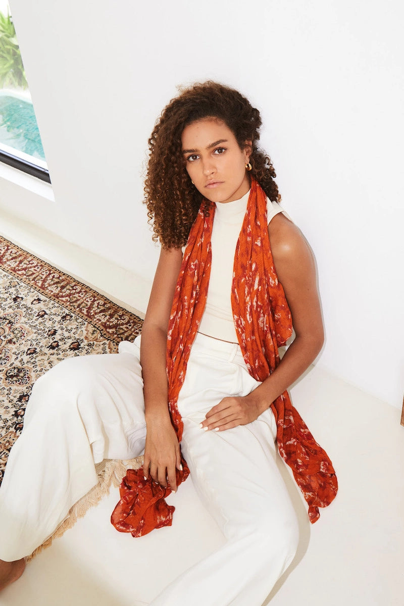 Matera Bamboo Sarong & Scarf - Burnt Orange