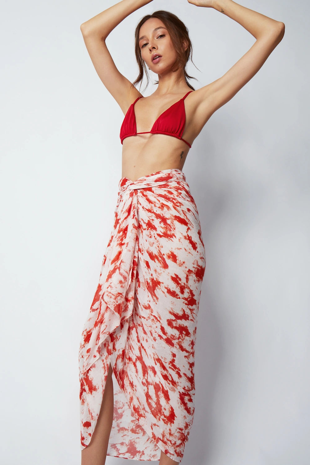 Matera Bamboo Sarong & Scarf - Coral Pink