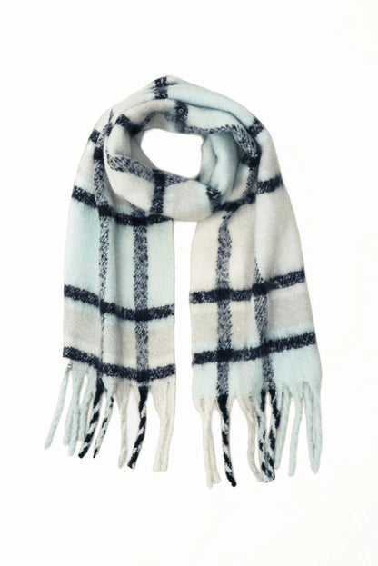 REplaid Oversized Recycled Bottle Scarf - Sky Blue & Black